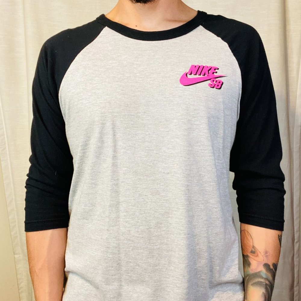 Nike SB Raglan Baseball tee with hot pink swoosh